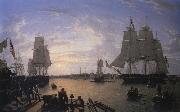 Robert Salmon The Boston Harbor from Constitution Wharf Spain oil painting artist